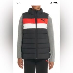 Kids Puma Black Vest with Red and White Stripes